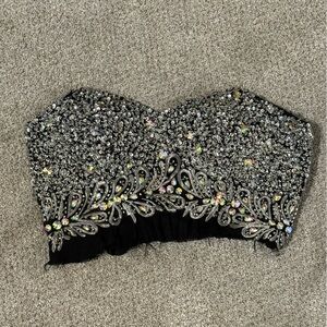 Black Beaded Strapless Top